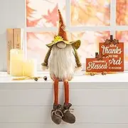 Glitzhome Swedish Christmas Plush Doll Handmade Scandinavian Elf Fall Halloween Holiday Home Decoration Birthday Gift, 24" H, Dangling Legs Gnome