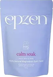 epzen Calm Soak Natural Magnesium Bath Flakes with Lavender & Sandalwood - Epsom Salt for Relaxation, Muscle Relief & Wellness - Bath Salts with Essential Oils - 500g
