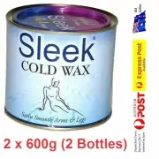 2 x 600g Bottles Sleek Cold Wax-Satin Smooth Arms & Legs-Hair Remover-Good Quali