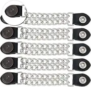 SUPERFINDINGS Pack of 5 Leather Vest Extensions Chain Motorcycle Vest Extensions Made of Alloy Biker Vest Extensions with Flat Round 17 cm Double Black Chain Vest Extender for Vest