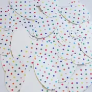 Oval Sequin 1.5" Multicolor Polka Dot on White Opaque