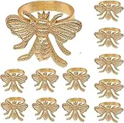Napkin Rings Set of 12, Bee Napkin Holders, Metal Napkin Rings Bulk for Party Decoration, Dinning Table, Everyday, Family Gatherings - A Great Tabletop Décor - Gold