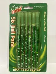 Mountain Dew 6 Pk Ink Pens Scented & Glow In The Dark Vintage