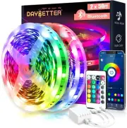 DAYBETTER LED Lights for Bedroom 100 ft Strip Bluetooth Multicolor