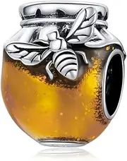 [Generic] Bumble Bee Honey Jar Charm Bead Genuine 925 Sterling Silver Compatible With Bracelet