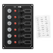 Marine Switch Panel, 6 Gang Boat Electrical Panel with Breaker, IP67 Waterpro...