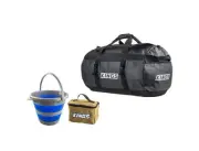 80L PVC Duffle Bag 600D Polyester+ Collapsible 10L Bucket + 3.3L Canvas Bag