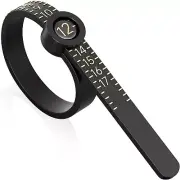 Ring Sizer 1-17 Measuring Tool Magnified Glass Reusable Finger Size Black Sizer