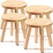 Wenqik 4 Pcs Wooden Step Stools – 10" Solid Pine Kids Chair Set, 300lb Capacity