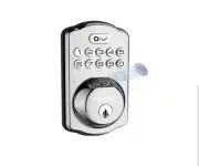 New In Box Electronic Fingerprint Deadbolt Door Lock BackLit Keypad Satin Nickel