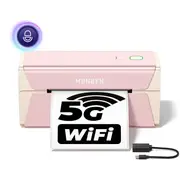 MUNBYN Label Printer RW401 Airprint & WiFi Thermal Label Printer Pink