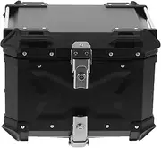 [KIMISS] Motorcycle Adventure Top Case Tail Box Luggage Carrier, 45L Motorbike Trunk Luggage Box 5052 Aluminum Alloy Universal Tail Box (Black)