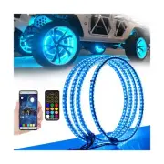 AddSafety 4PCS 15.5inch RGB LED Wheel Ring Light Kit Bluetooth Control w/Turn...