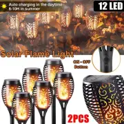 2 Pcs Flame Solar Torch Light Waterproof Garden Lantern Lamp Flickering Dancing
