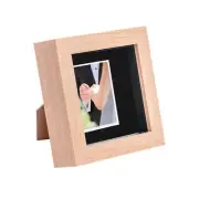 Shadow Box Frame 3D Picture Photo 4 x 4" with 2 x 2" Mount Light Wood/Black