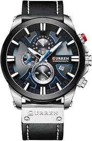 [Generic] Daseeme 8346 Luxury Business Quartz Movement Men Watch 3ATM Waterproof Big Dial Large Face Luminous Sports Wrist Watch Microsecond Second Minute Chronograph Sub-dials Calendar Clock Wristwatch for
