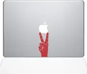The Decal Guru Peace Sign Hand MacBook Decal Vinyl Sticker - 13" MacBook Air-Red