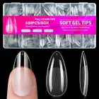 600Pcs Medium Almond Nail Tips - Pre Shaped Soft Gel X Nail Tips Half Matte