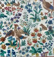 SANDERSON Cluny Cream/Brown fabric sample 16.5" sq Great for a Pillow!