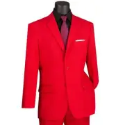 LUCCI Men's Red 2-Button Classic-Fit Poplin Polyester Suit - NEW