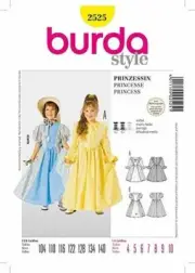 Burda Sewing Pattern 2525 Girls Childs Princess Colonial Costume Size 4-10