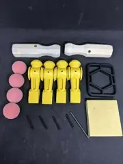 Tornado Foosball men-4 Yellow- w. roll pins, tool Kit, TR foosballs, 2 handles