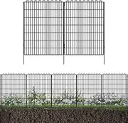 Decorative Garden Fence 5 Panels 11.8ft (L)×40in (H) Animal Barrier for Yard, Patio, Garden Borders, No-Dig Outdoor Fencing with Rustproof Metal Panels, Temporary Ground Stakes for Dogs, Rabbit