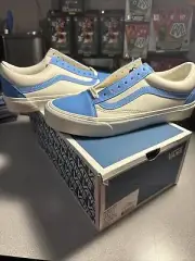 Vans Old School Vault LX Leather Bonnie Blue & White New Sz 9.5 With Original Bo