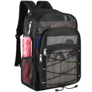 Heavy Duty Mesh Backpack See-Through School Bag for Adults Adjustable Straps