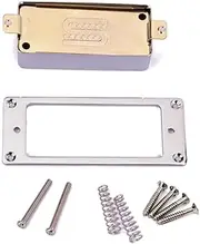 Vaguelly Set Silver Humbucker Pickup Covers with Frame and Base Plate for Style Electric Guitar Neck and Bridge Mounting Ring for Double Humbucker Parts Replacement