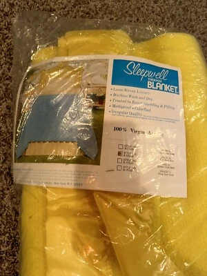NEW Encee Yellow Full Blanket Acrylic Nylon Binding Sleepwell Waffle