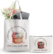 [FIDWALL] Crochet Bag Set,Handbags and Cosmetic Bags,Send to Crochet Lovers, Crochet Knitting Set,I Crochet So I Don't Choke People Save A Life Send Yarn, Black, NO