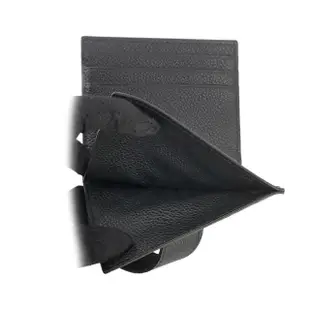 【PRADA 普拉達】三角牌Logo 粒紋牛皮釦式二折卡片夾/名片夾(黑色)