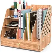 Booxihome Office Wooden Stationery Desk Tidy Storage Organiser Holder Sorter for A4 Papers, Books, Pens, and Notebooks…