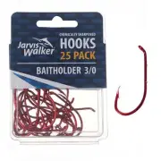 Jarvis Walker Baitholder Red Chem Hook 25Pk 3/0 44371