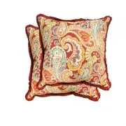 18" Pashmina Cardinal Square Outdoor Patio Pool Garden Throw Pillows 2 Pack
