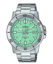 Casio Stainless Steel Mint Green Dial Quartz MTP-VD01D-3E1V Analog Mens Watch
