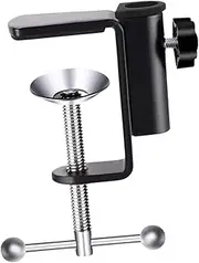 FVDPWYE Desktop Mounting Clamp Camera Mount Clamp Heavy Duty Tabletop C-clamp Base Stand Magnifying Glass Lamp Base for Countertop, Black Iron