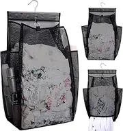 Hanging Collapsible Breathable Mesh Laundry Hamper,Fast Drying Portable Space Saving Storage Bag,Rv Laundry Hamper,Applied to College Dorm Rooms, Gym, Swimming and RV Travel (Black)