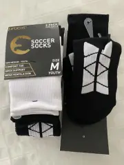3 Pack ProCat Performance Soccer Socks Youth M Medium Sz 1-3 Black White New