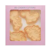 4pcs Dinosaurs Cookie Cutters Plunger Mold 3D DIY Biscuit Holiday Baking Gift