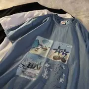 Couple Matching Elbow-Sleeve Print T-Shirt White - M