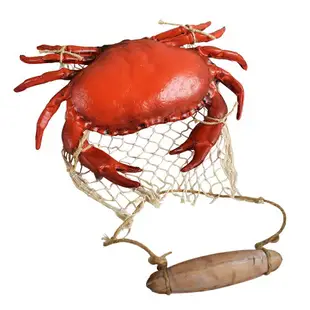 地中海樹脂仿真螃蟹擺件餐廳海鮮大閘蟹墻面裝飾掛件花園水景模型