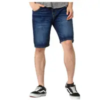 在飛比找momo購物網優惠-【LEVIS】505 男士休閒刷白牛仔短褲 丹寧膝上牛仔褲(