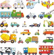 DECOWALL DW-1405 The Transports Kids Wall Stickers Wall Decals Peel and Stick Removable Wall Stickers for Kids Nursery Bedroom Living Room