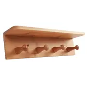 Bamboo 4-Hook Wall Hanging Shelf Home Organiser/Storage Holder Hanger Rack Brown