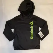 Reebok Youth XS Black Green Pull Over Hoodie with Pockets Brand NEW w Tags