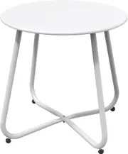 Steel Patio Side Table, Weather Resistant Outdoor Round End Table
