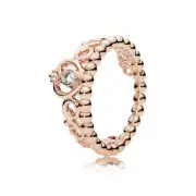 Pandora 180880CZ-48 Princess Tiara Crown Ring - 14k Rose Gold-Plated, Size 48