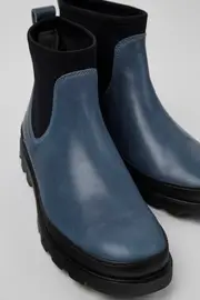 Brutus Gray leather and textile ankle boots for women